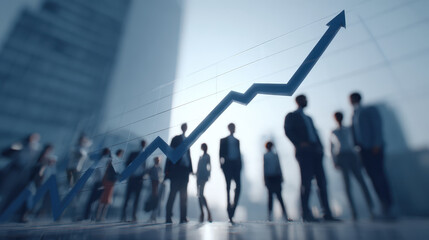 Business people looking at the rising graph, representing financial growth and success.