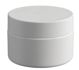 A simple white round plastic container with a lid, commonly used for cosmetic creams and skincare products.