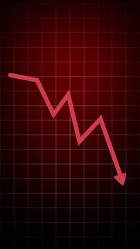business down graph green arrow financial chart investment market concept grid background. Graph showing fluctuate downward trend. Graph showing fluctuate downward trend