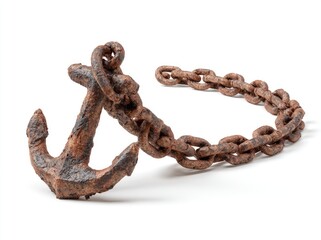 Obraz premium Rusty Anchor and Chain: A Nautical Relic