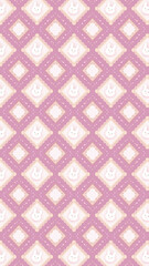 Charming pink diamond pattern with delicate floral accents offers a sweet vintage textile aesthetic for decor.