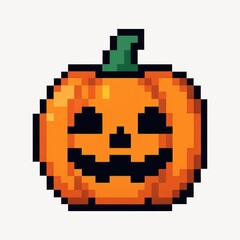 Fototapeta premium Pixelated pumpkin Halloween design.