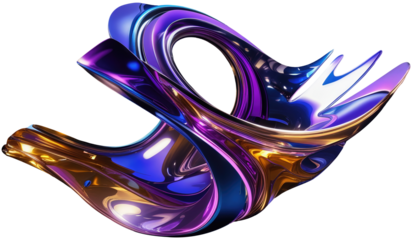 Elegant 3D Holographic Abstract Flowing Shape Sculpture Digital Art Creation