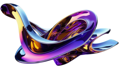 Digital 3D Holographic Fluid Art Sculptural Design Abstract Colorful Modern
