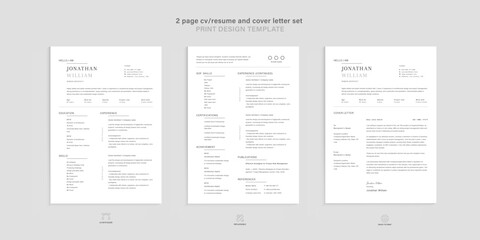 Minimal resume and cv and cover letter set