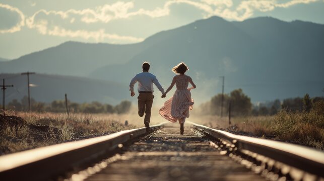 Elopement on Rails: A Couple's Joyful Escape into the Sunset