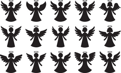 Angel Silhouette Vector Collection for Spiritual and Religious Themes