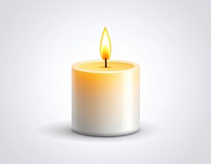 Burning Candle Icon on White Background