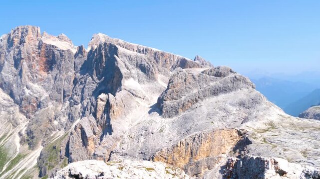 Panoramic view from Cima Rosetta on the Pale di San Martino, Dolomites, Italy
