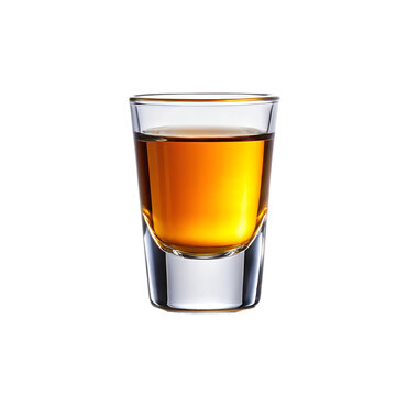 Glass shot filled with whiskey isolated on transparent background