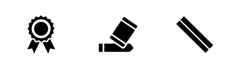 Award ribbon pencil parallel lines icons medal prize