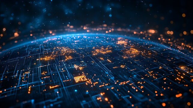 A computer generated image of a city with a blue sky