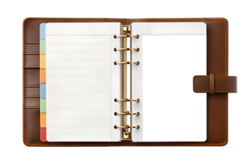Brown Leather Planner Notebook with Blank Pages and Dividers