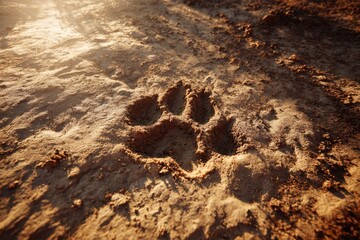 Animal footprint in dusty terrain