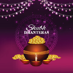 Happy dhanteras festival with coin