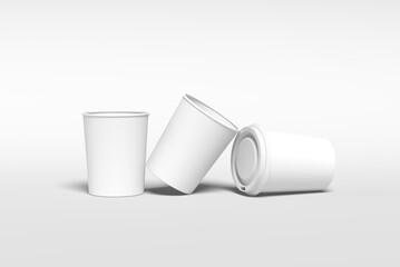 Clean and blank white paper cup for coffee without background. Template for mockup.