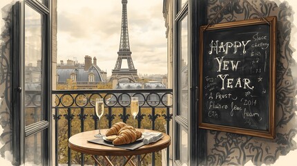 Paris Rooftop - New Year Greeting