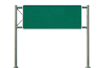 Obraz premium Green highway sign blank space isolated on a transparent background
