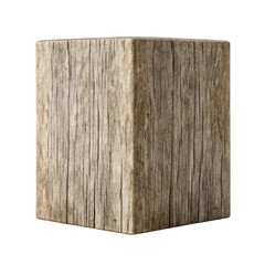 3d weathered wooden cube with textured surface