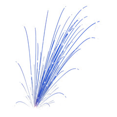 Blue firework sparkler isolated on transparent background