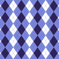 Classic argyle pattern in shades of blue and white, perfect for stylish textiles and backgrounds