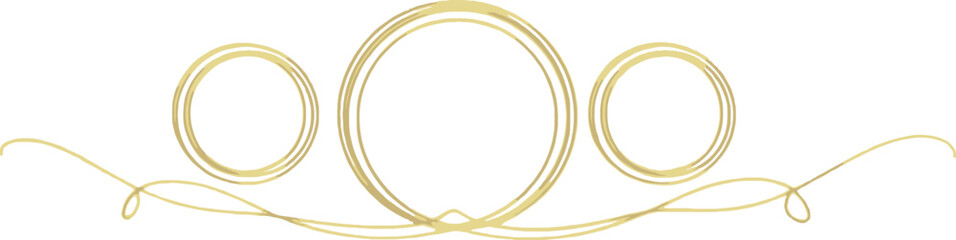 Elegant Gold Design Element with Circles and Flourishes on White Backdrop