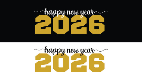 Happy New Year 2026 Typography Design &ndash; Festive Greeting Graphic