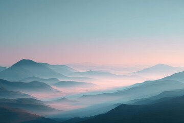 Obraz premium Misty mountain range at dawn (1)