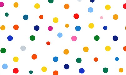 Abstract colorful polka dots on white