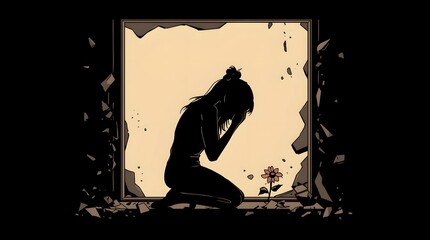 Person Praying in Bunker Room