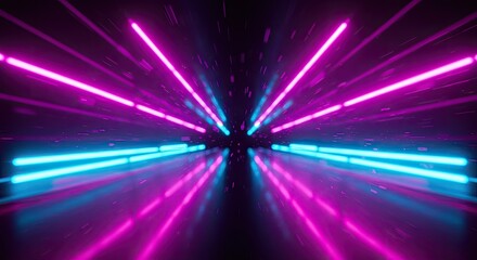 Dynamic Neon Light Tunnel: Abstract Futuristic Design with Vibrant Colors
