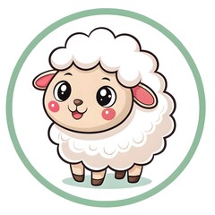 Sheep With Rosy Cheeks And Fluffy Puff Cute Chibi Cartoon Illustration In Adorable Kawaii Style Representing Softness, Sweetness, Playful Charm, And Lovable Farm Animal Fun