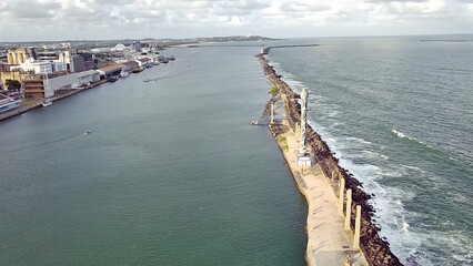 Scenic aerial view of the Francisco Brennand Sculpture Park on the breakwater in Recife's Historic...
