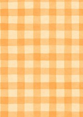 Orange checkered pattern background.