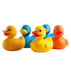 Rubber Ducks Grouped Together, Arranged in a Studio Shot