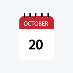 20 october calendar october calendar vector illustration