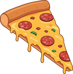 Delicious slice of pepperoni pizza with melted cheese dripping down a classic italian comfort food