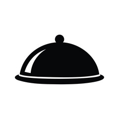 Black and White Illustration of a Silver Serving Platter with Dome Lid