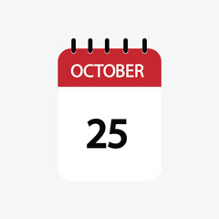 25 october calendar october calendar vector illustration