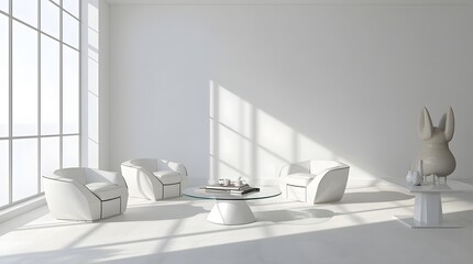 Modern Living Room with Seating and Large Window
