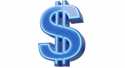 Obraz premium Glowing blue dollar sign for finance, a 3D vector illustration.