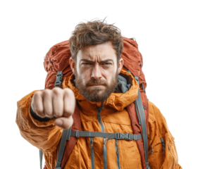 Adventure seeker shows determination portrait style isolated on transparent background