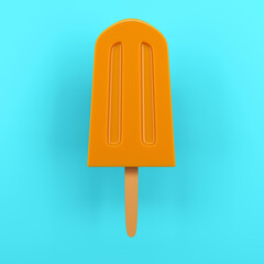 Yellow fruit popsicle on blue background