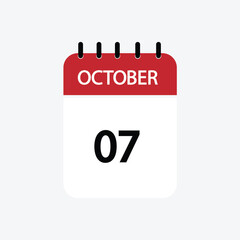 7 october calendar october calendar vector illustration