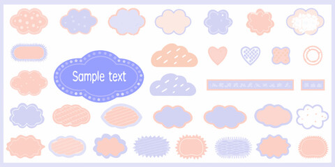 Assorted Pastel Hand Drawn Shapes and Decorative Elements Set vector illustration
