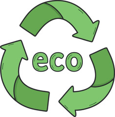 Green recycling symbol with the word eco in the center representing environmental sustainability and ecological awareness