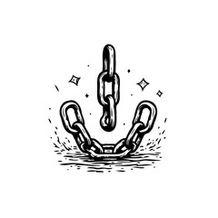 Captivating illustration of a metal chain with glistening sparkles, representing strength and connection with unique artistry