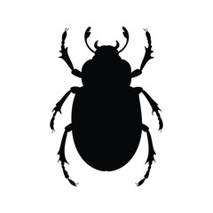 Fototapeta premium Silhouette of a Scarab Beetle, an Ancient Symbol of Resurrection and Renewal, insect silhouette vector illustration