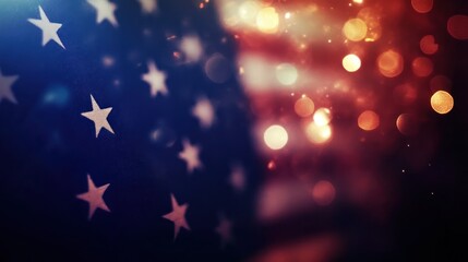 Abstract representation of the American flag with a bokeh effect.