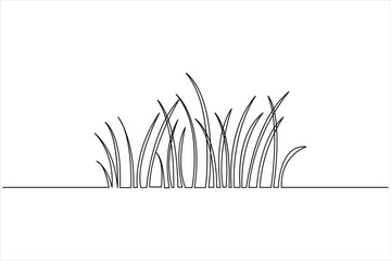 Continuous line meadow grass with floral element minimalist botanical vector illustration